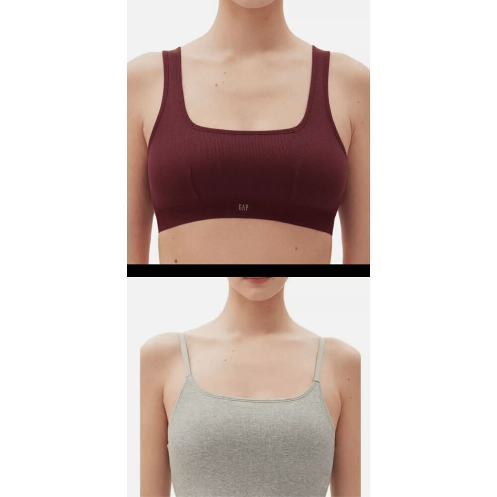 Lot of 2 GapBody NWT size Small - 1 maroon bralette, 1 gray crop cami bralette
